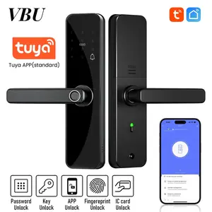Tuya Bluetooth-compatible Electronic Smart Door Lock Digital Lock with APP, Fingerprint Recognition, Metal Key, Supports APP/biometric/fingerprint/ic Card/password