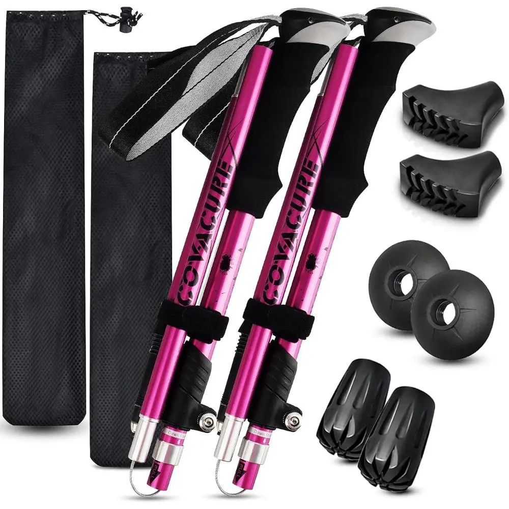 Unisex Collapsible Tri-Fold Hiking Poles - Aircraft Grade 7075 Aluminum Alloy Retractable Sticks with Adjustable Length (39.4in/100cm to 47.2in/120cm, 481g), Ergonomic EVA Foam Grips, Outdoor Camping Gear, Tri-Fold Pole, Ergo Grips
