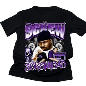 DJ Screw Screwhead T-Shirt Houston Rap Vintage Graphic Tee Chopped and Screwed Streetwear Unisex