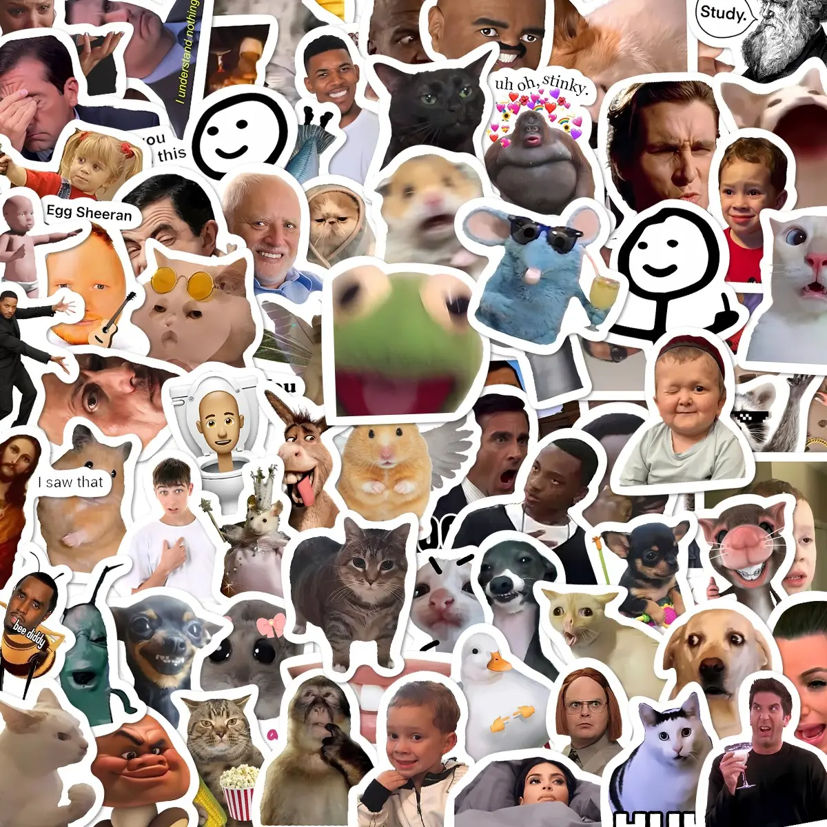 100Pcs Funny Meme & Viral Sticker Packs, Waterproof Trendy Internet Vinyl Decals for Laptop, Water Bottle, Journal and Scrapbook, Fun Gifts for Teens & Social Media Fans