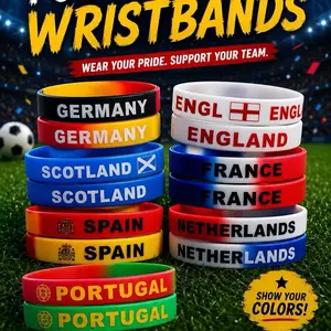 Silicone Wristband Set for European Football Soccer Fans - Football Fan Accessory - Scotland - Portugal - Spain - Germany - England - France - Netherlands
