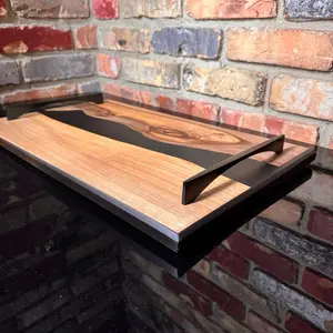 English Walnut solid black epoxy charcuterie board/ serving tray.