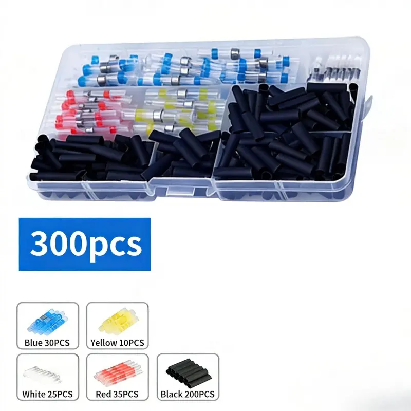300PCS Welded Sealed Wire Connector - Waterproof Heat Shrinkable Docking Connector with Self Welding Function, Suitable for Marine, Automotive, and Stereo Applications
