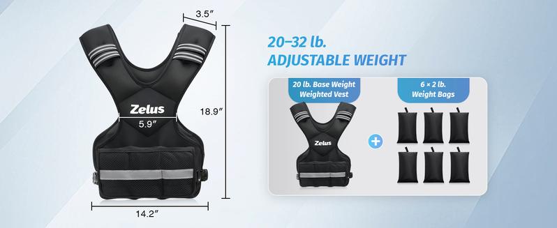 【Holiday Haul】ZELUS Weighted Vests, 4-10lbs/11-20lbs/20-32lbs Adjustable Workout Weighted Vest with 6 Ironsand Weights for Men&Women: Motivational Walking, Running,Rucking,Strength Training