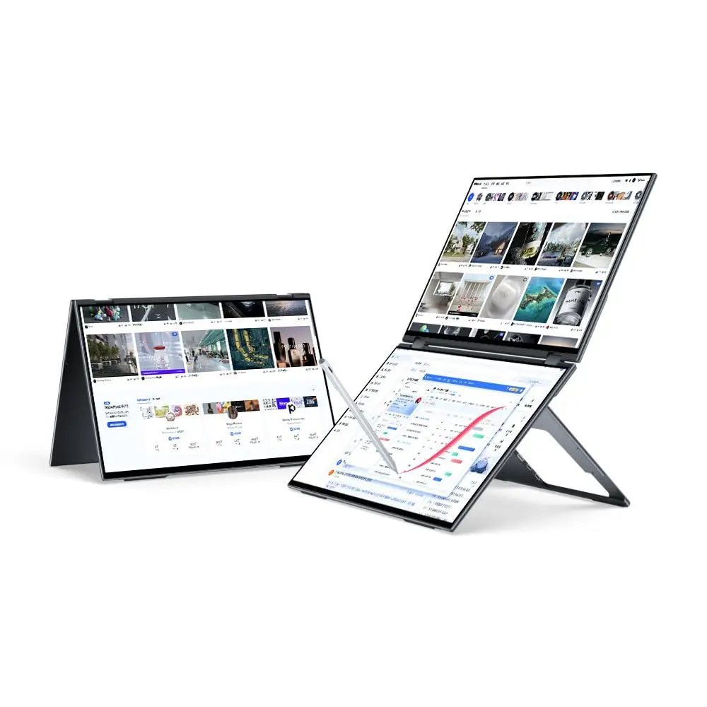 Ehomewei Triple Screen Laptop Extender, 16" Dual Stacked Portable Monitors, 2560×1600 Resolution, 60Hz Refresh Rate, 100DCI-P3 HDR, Compatible with Windows & MacOS X2 Pro, Ideal for Home Office & Office Workers