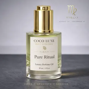 Virgo Perfume Oil – Clean Green Tea Citrus Fragrance | Fresh Spa-Like Body Oil | Unisex Zodiac Scent | Coco Luxe Body Euphoria (30 mL)
