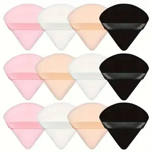 Soft Flocking Triangle Powder Puffs Set, 6 Counts/set Gentle Velvet Makeup Sponges for Foundation Blending and Loose Powder Application