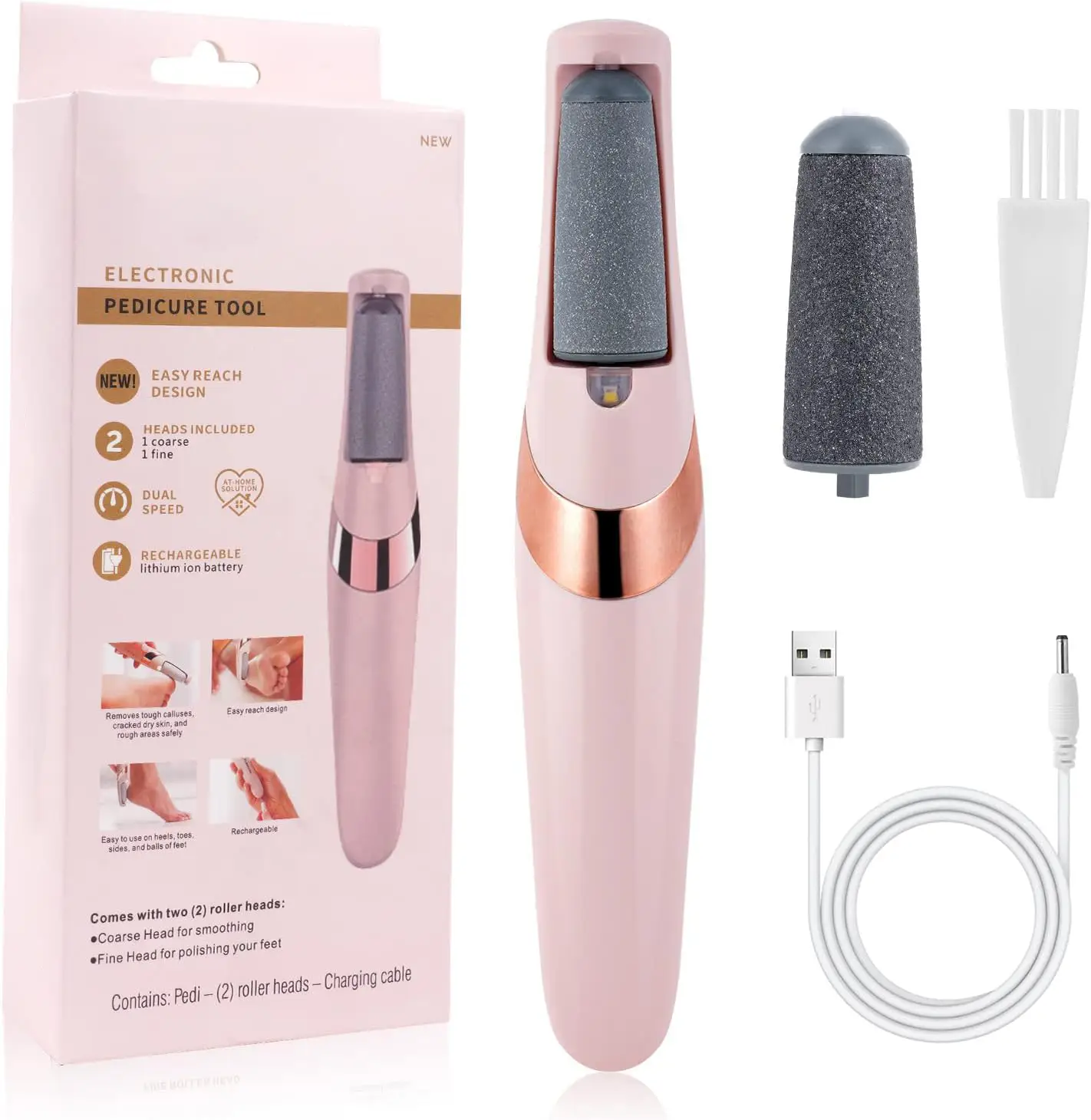 Smooth Pedicure Wand, Electric Callus Remover for Feet, Rechargeable Pedicure Tools Foot Care Kit, Pedicure Tools, Pedicure Tools Kit, Feet Care, Remo