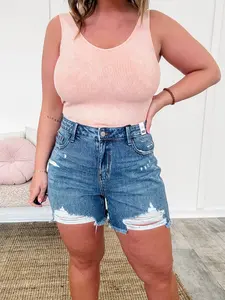 Samantha High Rise Rigid Magic Distressed Cutoff Shorts