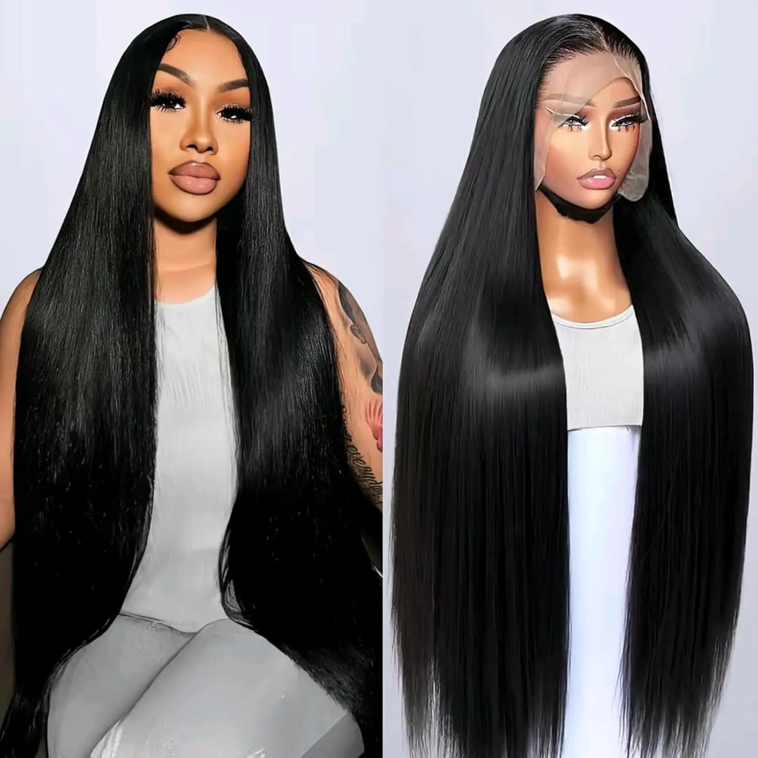 ERQQ HAIR 30inch/76cm 13x6 HD Synthetic Lace Front Wig for Women Long Straight Multiple Colors Wig 220% Density Pre Plucked Natural Hairline Synthetic Heat Resistant Fiber for Daily Party Use  Hd Wigs #SumemrVibes