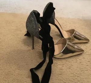 j.crew ROXIE ANKLE-TIE PUMPS. size: 8,5M. color: GOLD silver. item # e4813.