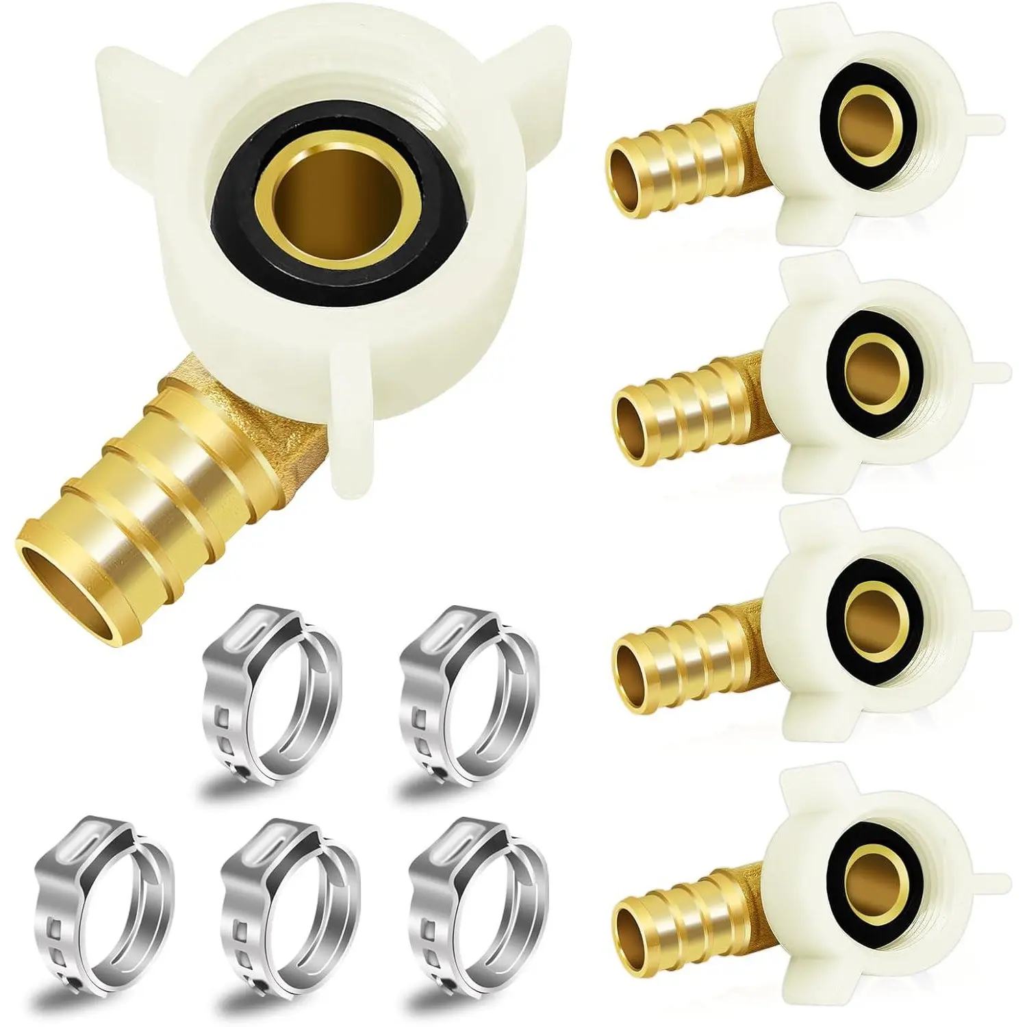 5PCS 1/2" PEX Swivel Plumbing Fittings - 1/2" NPT Female RV Faucet Connector, Lead-Free Brass NPSM Adapter with 360° Rotation, Hexagonal Handle, Corrosion Resistance, High-Temperature Ductility for Hydronic Heating Systems, Garden Hose Quick Connect, Hose
