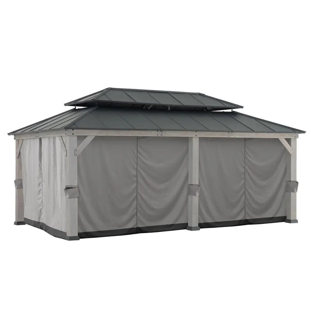 SUNJOY Replacement Gazebo Privacy Curtain for 12 ft. × 20 ft. Patio Wooden Gazebo - Gray