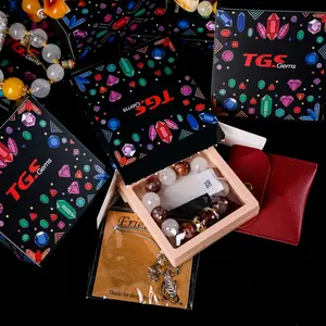TGS Gems Crystal Jewelry Set with Red Leather Case and Friendship Tag Elegant Gift Box for Special Occasions