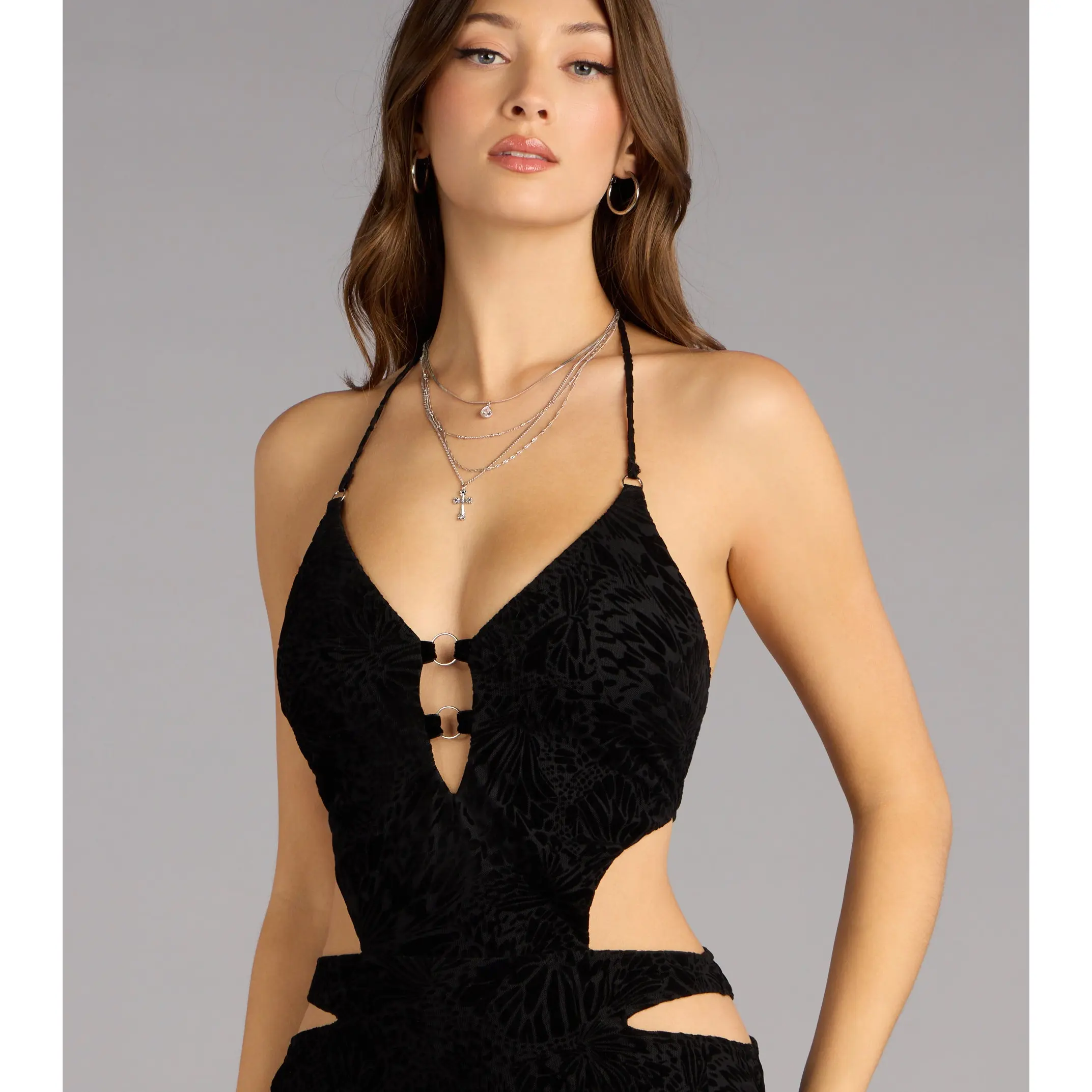 Attitude Check Velvet Cutout Mini Dress - TikTok Shop