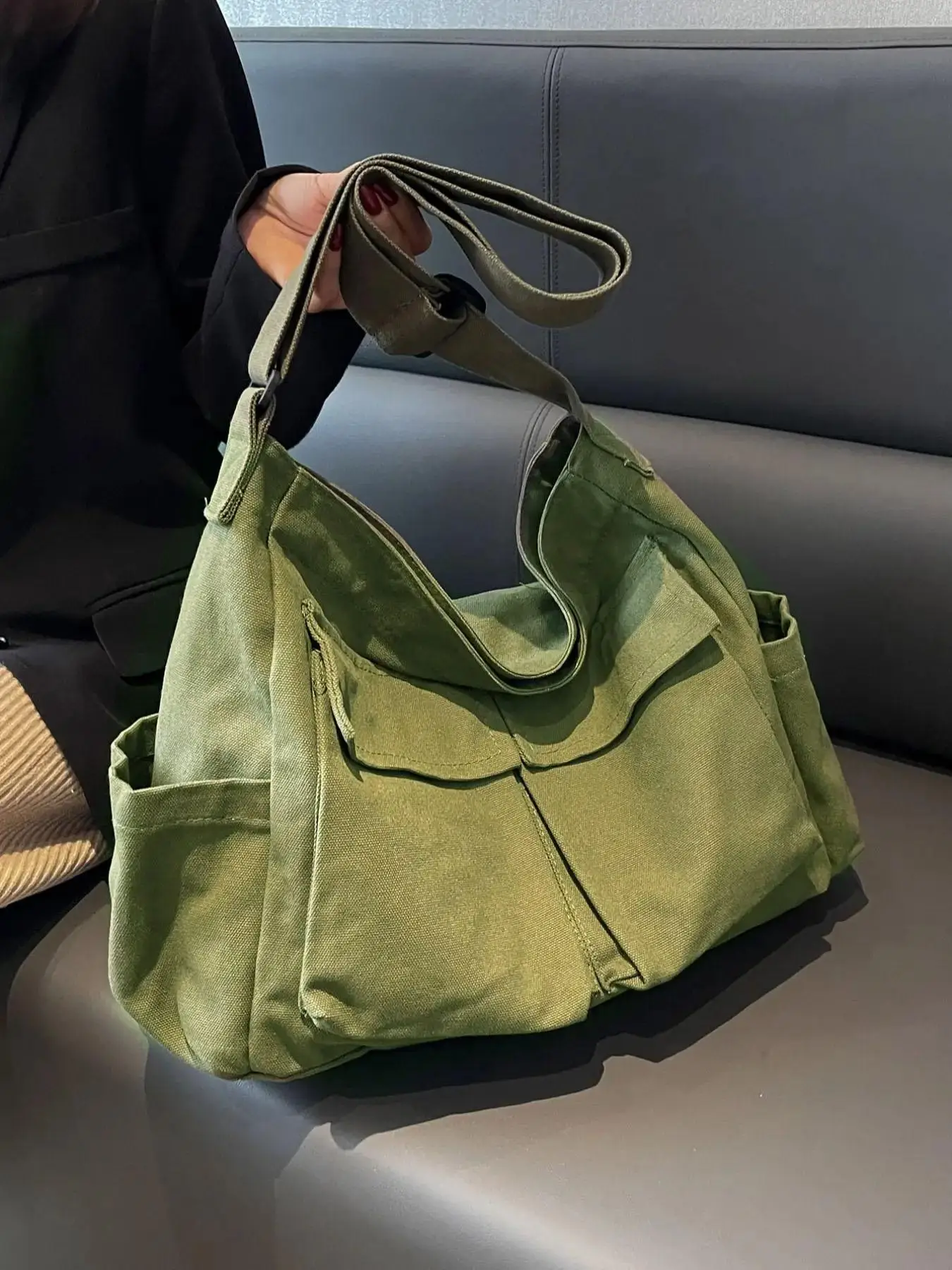 Summer Canvas Tote Crossbody Bags for Women, Lightweight Large Capacity Clean Outfit Casual Shoulder Bag, Messenger Bag for Women & Men, Back To Schoo