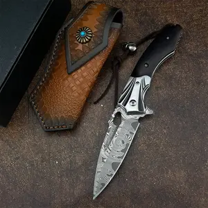 High-Craftsmanship Best-Selling Folding Knife Damascus steel blade with rosewood handle Durable and wear-resistant Ideal for most outdoor scenarios A practical tool for camping, fishing, and hiking Outdoor Camping Equipment