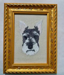 Miniature Schnauzer Dog Machine Embroidered and Framed! Unique Canine Charm Tabletop Decor for Home or Office! Other Designs and Breeds Available!