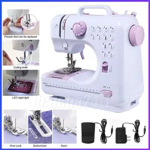 Electric Sewing Machine 12 Built-In Stitches Portable Design with Reverse Function Dual Power AC/Battery for Crafting Mending