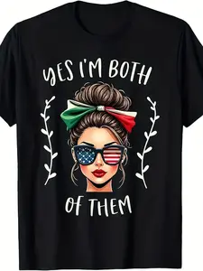 Half Mexican American Yes I'm Both of Them Mexico USA Flag T-Shirt, Hoodie, SwtSame style for men and women 2025 summer short-sleeved printed T-shirt pure cotton 220G, Heritage Fashion, Statement Tee, Retro Design, Unisex Fashion, Lightweight Fabric