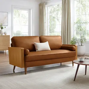 Kellan Vegan Leather Sofa in Walnut Tan