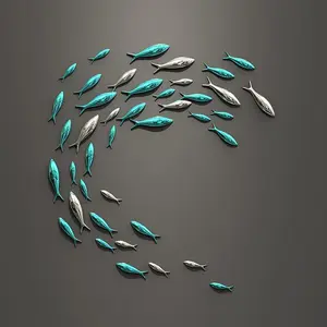 Creative Wall Decoration pendant 3D electroplating fish wall paste restaurant TV background wall fish wall decoration