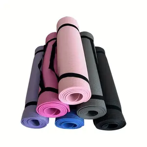 Solid Color Yoga Mat With Carry Strap