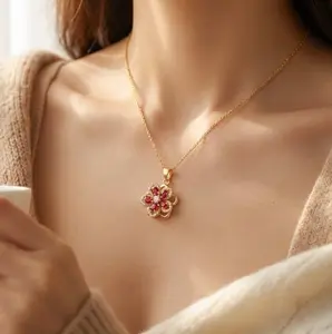 360 Rotating Five-Petal Flower Pendant Necklace – Elegant European & American Style Jewelry