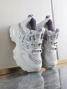 Women's Wedge Heel Thick Sole Sports Shoes, Breathable Mesh Casual Sneakers, Comfortable Walking Footwear for Daily Wear