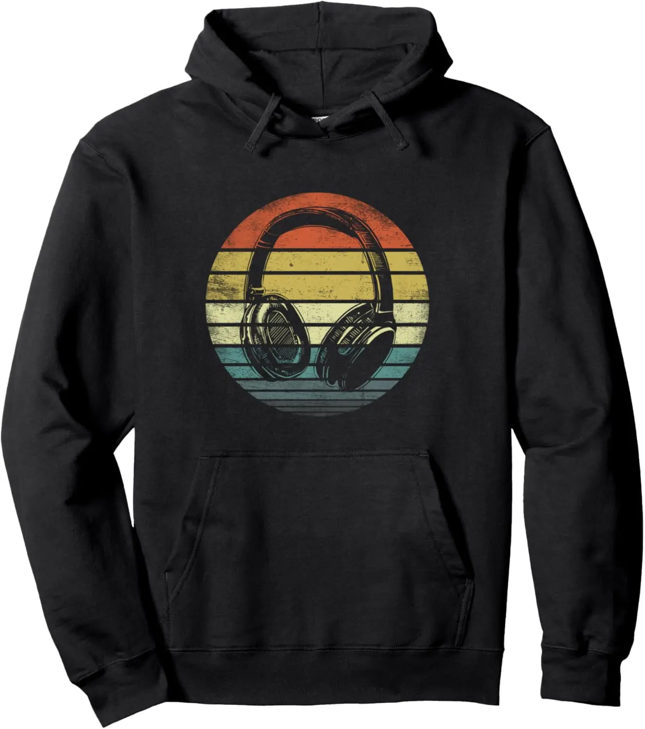 Music Lover Producer DJ Gifts Funny Retro Headphones Pullover Hoodie