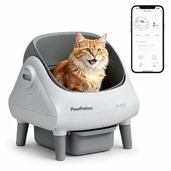 PawPetica Automatic Smart Litter Box - Self-Cleaning, Hands-Free Operation, Odor-Free Design for Modern Cat Owners