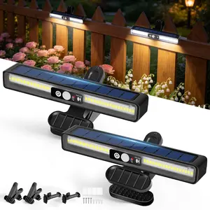 Clip On Solar Motion Sensor Outdoor Lights, 2 Pack 72 LED Solar Fence Lights Waterproof with 3 Modes, 6000K, Portable Solar Powered Security Lights for Fence, Gutter, Garage, Garden, RV Camping