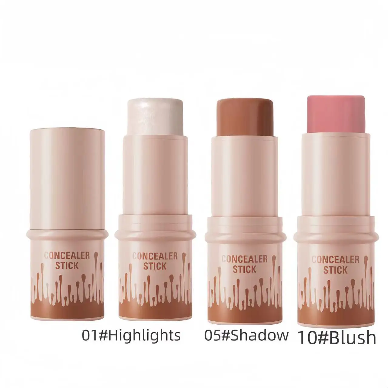 Multicolor Highlighter & Bronzer & Blush Stick, 3 Counts/set Long Lasting Waterproof Concealer Stick, Multi-color Natural Shade Stick for Makeup, Birt