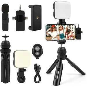 Vlogging Kit for , Android with Tripod, Soft Light, YouTube Starter kit Content Creator Equipment with  Lavalier Microphone for Live Stream, Vlogging, YouTube,