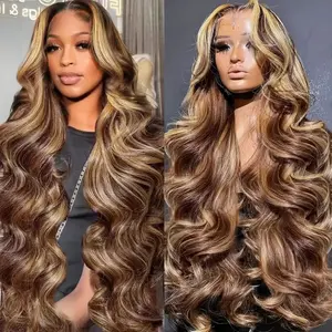 13x6 HD Lace Front Wigs Human Hair Transparent Lace Wigs P4/27 Highlight Body Wave Wig Human Hair 200 Density Pre Plucked