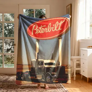 Peterbilt Truck Theme Flannel Blanket, Large Size, Soft Lightweight Warm, Perfect for Bed Sofa Office Camping Travel Gift