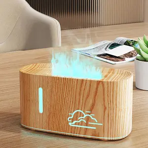 Wood Grain Design Air Humidifier, USB Powered Desktop Air Humidifier with Night Light, Home Air Humidifier for Bedroom, Living Room, Office