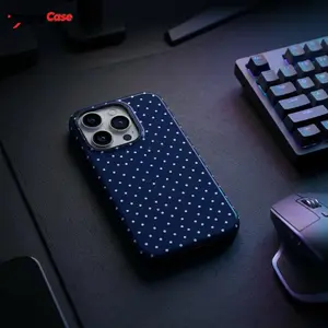iPhone Case, Navy Blue Polka Dot Shockproof Protective Case – Durable Anti-Drop Case for iPhone 17, 17 Pro, 17 Pro Max, 17 Plus, 16, 16 Pro, 16 Pro Max, 16 Plus, 15, 15 Pro Max, 14, 14 Pro, 13, 13 Pro, 12, 11 – Cute Holiday Gift Case