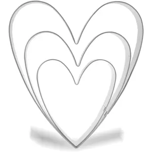 Valentine's Heart Cookie  Set - 5",4",3" - 3 count - Stainless Steel