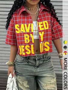 Women's Short Knit Cardigan, Shirt Collar Drop Shoulder Short Sleeve Top, Casual Fashion Pullover for Spring & Fall