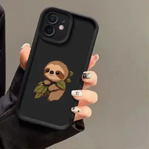 Phone case: 1 Cute Sloth Pattern High Bamboo Black Shockproof Phone Case, Compatible with iPhone 17 E Air Pro ProMax iPhone16 15 14 Plus 13 12 Mini 11 X XS XR, Perfect Gift for Girlfriend, Boyfriend, Friends, or Yourself