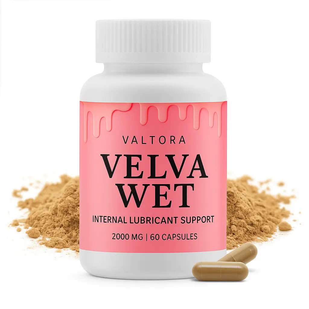 Valtora Velva Wet Daily Oral Dietary Supplement - 1000 MG, 30 Capsules, Organic Slippery Elm Bark, Natural Comfort, Moisturizing Support, Non-GMO, Hormone-Free, Plant-Based Edible, Intimate Wellness