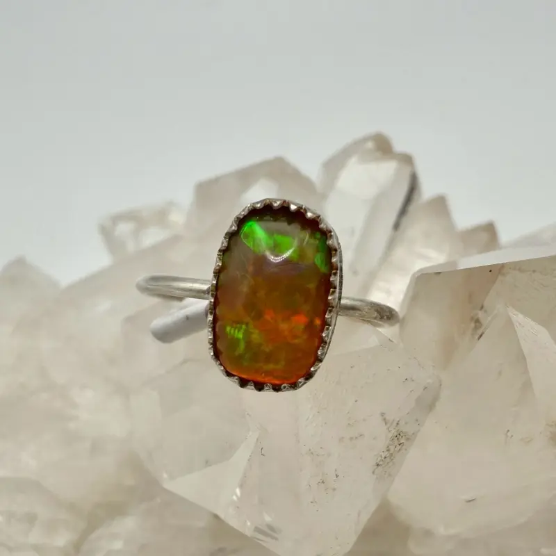 Handmade .925 Mexican Fire Opal ring size 6.25