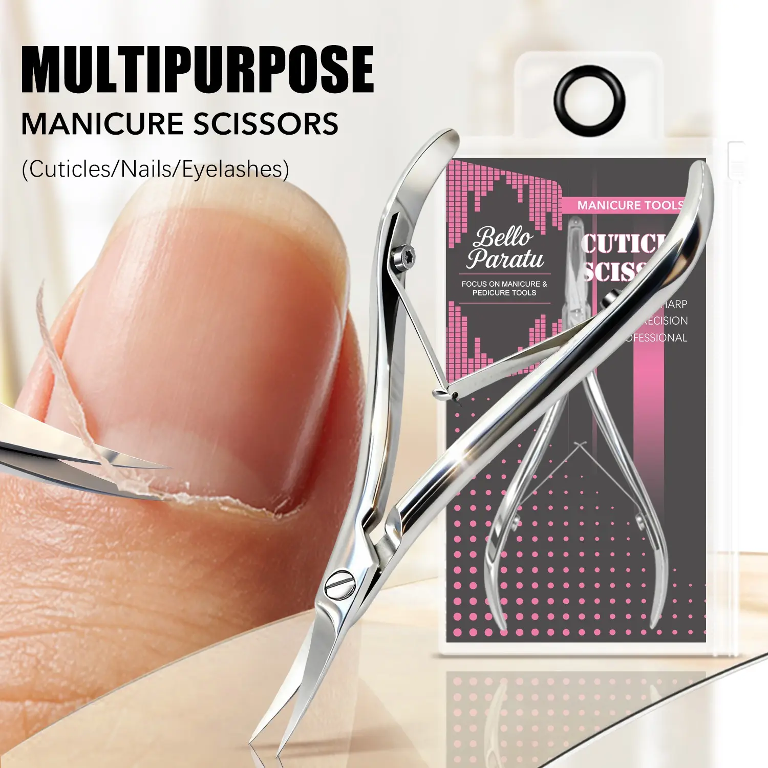 Ultra-Fine Curved Nail Cuticle Trimmer, Beauty Nail Clipper, Multi-Use Manicure Tool for Women, Small Nail and Toe Cuticle Scissors, Nail Art Supplies