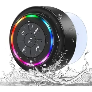 Shower Speaker   IP67 Certified, Mini  Small  Speaker, Portable Speaker with Suction Cup, LED and Mic for Bathroom,  Sound&Bass, Ideal Gifts