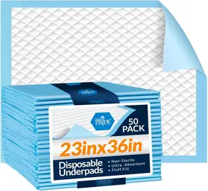 MED PRIDE Disposable Chux Pads 23in X 36in, Super Absorbent Bed Pads for Incontinence, Underpads for Adults, Kids, Pets (50 Count (Pack of 1) Blue/White)