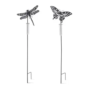 Black Metal Cutout Rain Gauge