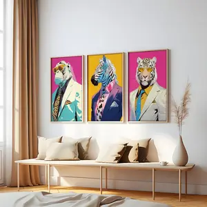 Funky Wall Art, Funky Decor, Bright and Colourful Art Prints, Fun Office Decor, Animals in Suits, Whimsical Wall Art, Full Set or Options