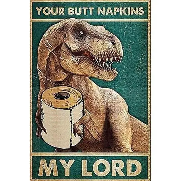 Bathroom Dinosaur Your Napkins My Signs I Only Want Cats Funny Farm Kitten 4 Holes For Easy Hanging Silly Decor For Kitty Fans Farmers 8x12inch, Green
