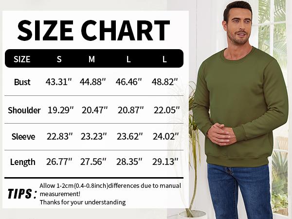 Gihuo Men's Winter Warm Crewneck Sherpa Fleece Lined Sweatshirt Army Beige Casual Long Sleeve Solid Color Round Neck Machine Washable Pullover Tops for Men Gifts